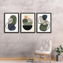 Kit 3 Quadros Abstratos Sala Boho Style 45X34Cm Kit 3 Quadros Abstratos Sala Boho Style 45X34Cm