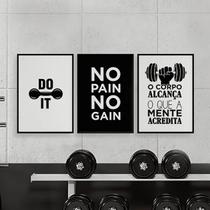Kit 3 Quadros Academia Do It 45x34cm - com vidro