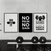 Kit 3 Quadros Academia Do It 45x34cm