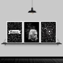 Kit 3 Quadros Albert Einstein Física 45x34cm - com vidro Kit 3 Quadros Albert Einstein Física 45x34cm - com vidro