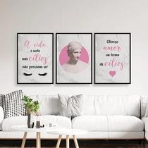 Kit 3 Quadros Amor Em Forma De Cílios 45X34 C/Vidro - Preta Kit 3 Quadros Amor Em Forma De Cílios 45X34 C/Vidro - Preta