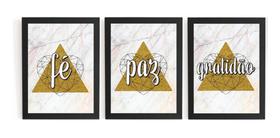 Kit 3 Quadros Arte Geometrica Fé Amor E Gratidão Piramides Kit 3 Quadros Arte Geometrica Fé Amor E Gratidão Piramides