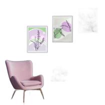 Kit 3 Quadros Arte Lavanda Lilás E Verde 33X24Cm Kit 3 Quadros Arte Lavanda Lilás E Verde 33X24Cm