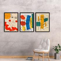 Kit 3 Quadros Artes Abstratas Coloridas - Faces 33x24cm Kit 3 Quadros Artes Abstratas Coloridas - Faces 33x24cm