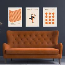 Kit 3 Quadros Artes Bauhaus Laranja e Bege 24x18cm Kit 3 Quadros Artes Bauhaus Laranja e Bege 24x18cm