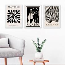 Kit 3 Quadros Artes Matisse Picasso Bauhaus 33X24Cm - Vidro Kit 3 Quadros Artes Matisse Picasso Bauhaus 33X24Cm - Vidro