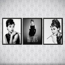 Kit 3 Quadros Audrey Bonequinha De Luxo 45x34cm Kit 3 Quadros Audrey Bonequinha De Luxo 45x34cm