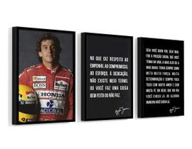 Kit 3 Quadros Ayrton Senna Frases Motivacionais 60x40 Cm Kit 3 Quadros Ayrton Senna Frases Motivacionais 60x40 Cm