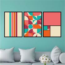 Kit 3 Quadros Bauhaus Dopamina 45x34cm - com vidro Kit 3 Quadros Bauhaus Dopamina 45x34cm - com vidro