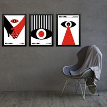 Kit 3 Quadros Bauhaus Olhos Vermelho e Preto 24x18cm Kit 3 Quadros Bauhaus Olhos Vermelho e Preto 24x18cm