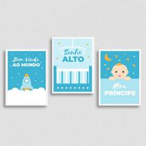 Kit 3 Quadros Bebê Sonhe Alto 33x24cm - com vidro Kit 3 Quadros Bebê Sonhe Alto 33x24cm - com vidro