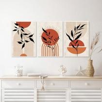 Kit 3 Quadros Bohos Folhas E Círculos Terracota 45X34Cm Kit 3 Quadros Bohos Folhas E Círculos Terracota 45X34Cm