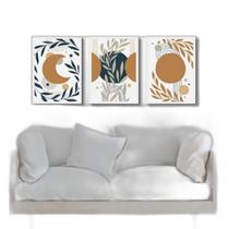 Kit 3 Quadros Bohos Luas Escandinavas 33X24Cm