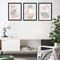 Kit 3 Quadros Borboletas Abstratas Rosa E Cinza 33X24Cm Kit 3 Quadros Borboletas Abstratas Rosa E Cinza 33X24Cm