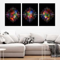 Kit 3 Quadros Buda Colorido Mandala 33x24cm - com vidro Kit 3 Quadros Buda Colorido Mandala 33x24cm - com vidro