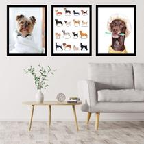 Kit 3 Quadros Cachorros - Pet Shop 60x40cm Kit 3 Quadros Cachorros - Pet Shop 60x40cm