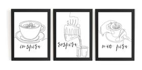 Kit 3 Quadros Café Motivacional Inspira Respira Não Pira Kit 3 Quadros Café Motivacional Inspira Respira Não Pira