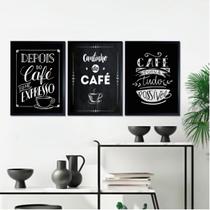 Kit 3 Quadros Cantinho Do Café Tipografia Giz 33x24cm Kit 3 Quadros Cantinho Do Café Tipografia Giz 33x24cm