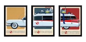 Kit 3 Quadros Carro Caça Fantasmas Arte Posters Moldurados