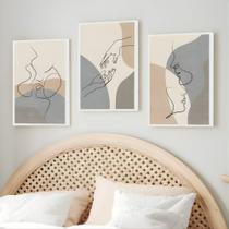 Kit 3 Quadros Casal Linhas Curvas Moldura Kit 3 Quadros Casal Linhas Curvas Moldura