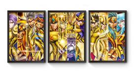 Kit 3 Quadros Cavaleiros De Ouro Poster Moldurado Kit 3 Quadros Cavaleiros De Ouro Poster Moldurado