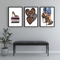 Kit 3 Quadros Closet - Oncinha Fashion 24x18cm Kit 3 Quadros Closet - Oncinha Fashion 24x18cm