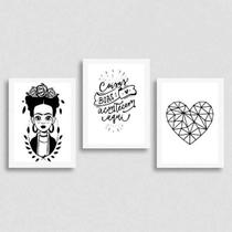 Kit 3 Quadros Coisas Boas Acontecem Aqui 45X34 C/Vidro Preta Kit 3 Quadros Coisas Boas Acontecem Aqui 45X34 C/Vidro Preta