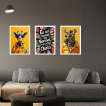 Kit 3 Quadros Coloridos Divertidos e Arrojados 45x34cm