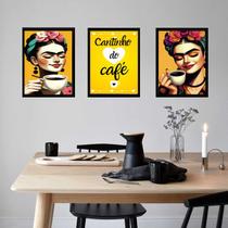 Kit 3 Quadros Cozinha Cantinho Do Café Frida 24x18cm