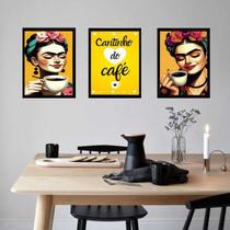 Kit 3 Quadros Cozinha Cantinho Do Café Frida 45X34Cm