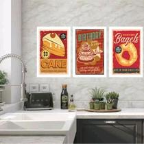 Kit 3 Quadros Cozinha - Doces 45X34Cm - Com Vidro Kit 3 Quadros Cozinha - Doces 45X34Cm - Com Vidro