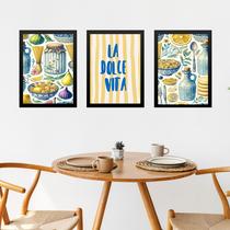 Kit 3 Quadros Cozinha Italiana - La Dolce Vita 24x18cm