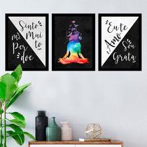Kit 3 Quadros Decorativo 27X36 Ho'Oponopono Pintura Colorida Kit 3 Quadros Decorativo 27X36 Ho'Oponopono Pintura Colorida