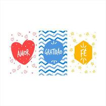 Kit 3 Quadros Decorativo Amor Fé Gratidão Sala Quarto