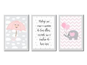 Kit 3 Quadros Decorativo Infantil Quarto Parede Bebe Enfeite - Mdf Store