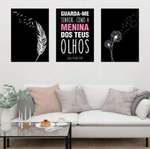 Kit 3 Quadros Decorativo Salmo 17:8 Guarda-Me Senhor 34x23cm