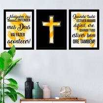 Kit 3 Quadros Decorativos 27X36 Orar Quando Estiver Tudo Bem