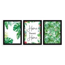Kit 3 Quadros Decorativos 27x36cm cada Home Sweet Home