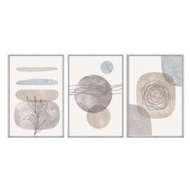 Kit 3 quadros decorativos 40x60cm canvas arte abstrata linhas minimalista abg041