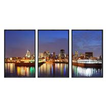 Kit 3 quadros decorativos 40x60cm canvas cidade noturna ct002