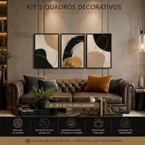 Kit 3 Quadros Decorativos Abstratos A3 para Sala Moderna COR:PRETO Kit 3 Quadros Decorativos Abstratos A3 para Sala Moderna COR:PRETO