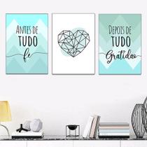 Kit 3 Quadros Decorativos Abstratos Formas Geométricas Fé e Gratidão 20x30cm Kit 3 Quadros Decorativos Abstratos Formas Geométricas Fé e Gratidão 20x30cm