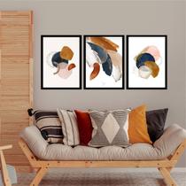 Kit 3 Quadros Decorativos Abstratos Sofisticados 24x18cm - com vidro Kit 3 Quadros Decorativos Abstratos Sofisticados 24x18cm - com vidro