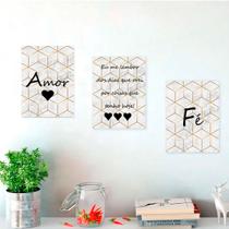 Kit 3 Quadros Decorativos Amor Fé Motivacional Para Quarto Sala Recepção Kit 3 Quadros Decorativos Amor Fé Motivacional Para Quarto Sala Recepção