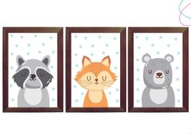 Kit 3 Quadros Decorativos Animais do Bosque Escandinavos Kit 3 Quadros Decorativos Animais do Bosque Escandinavos