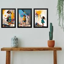 Kit 3 Quadros Decorativos Artes Crianças Pintando 33x24cm - com vidro Kit 3 Quadros Decorativos Artes Crianças Pintando 33x24cm - com vidro