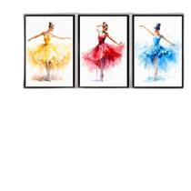 Kit 3 Quadros Decorativos Bailarinas Coloridas 33X24Cm Vidro Kit 3 Quadros Decorativos Bailarinas Coloridas 33X24Cm Vidro