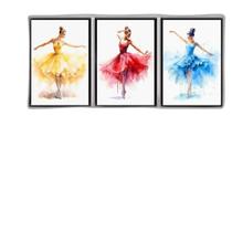 Kit 3 Quadros Decorativos Bailarinas Coloridas 45X34Cm Vidro Kit 3 Quadros Decorativos Bailarinas Coloridas 45X34Cm Vidro