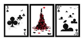 Kit 3 Quadros Decorativos Baralho Arte Poker Jogo Cartas Kit 3 Quadros Decorativos Baralho Arte Poker Jogo Cartas
