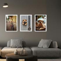 Kit 3 Quadros Decorativos Cachorro Caramelo 24x18cm